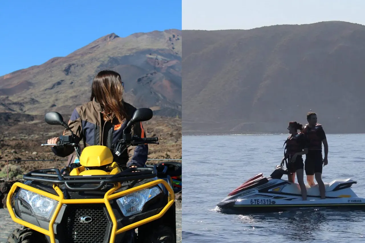 A quad on the mountain and a jet ski on the water